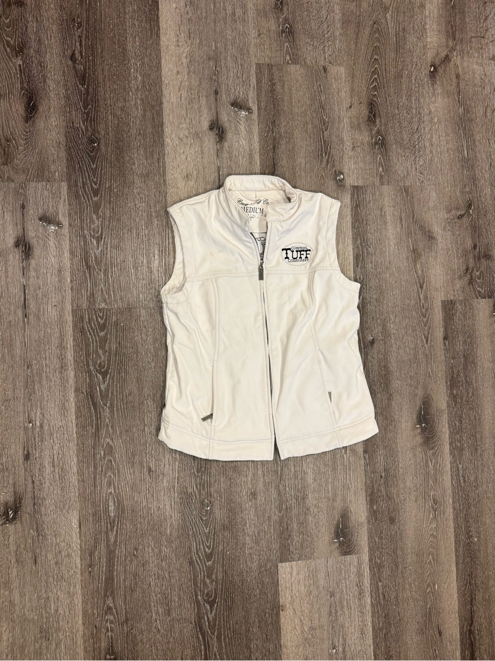 White Women's Sleeveless Zip Vest